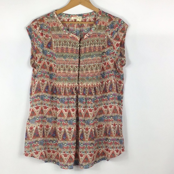 Anthropologie Tops - Anthropologie | Meadow Rue Sheer Smocked Top M